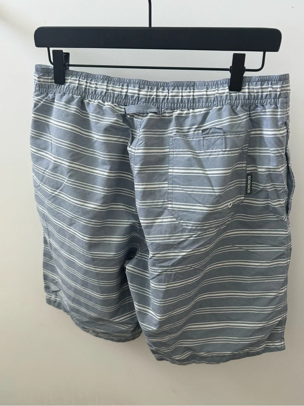 Bonobos Gray and White Striped Swim Trunks